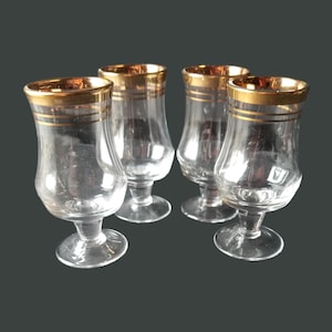 Wonderful Crystal Cocktail Glass Set (4) - Gold Rim - Mid Century - Mad Men Decor - MAGIK Potion - Replacements - Goddess Glasses