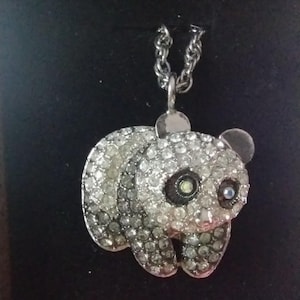 Xanadu Watch Panda Necklace - Crystals /Rhinestones Vintage - Mother of Pearl Dial - Working Condition - New Battery - Gift Box