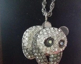 Xanadu Watch Panda Necklace - Crystals /Rhinestones Vintage - Mother of Pearl Dial - Working Condition - New Battery - Gift Box