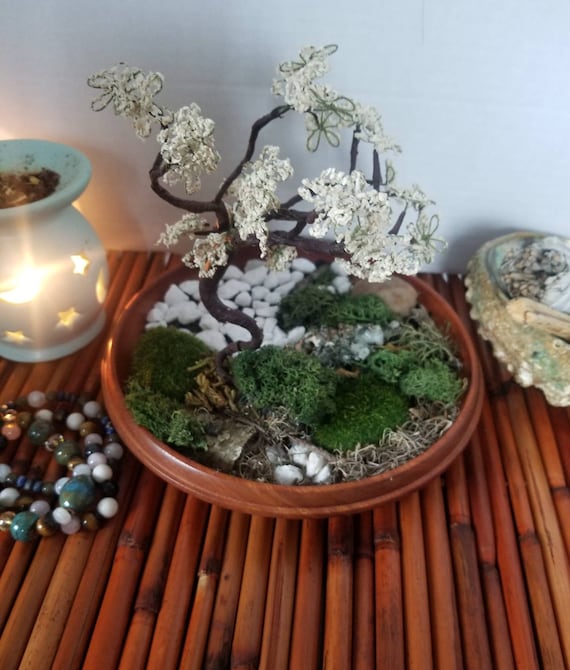 Zen Tabletop Garden Bonsai Style Rocks and Moss Indoor Garden Biophilic  Design Moss and Blooms Tspirit Art 