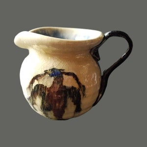 Vintage Crackled Glaze Pottery Creamer - Folk Art - Tribal Style - Replacements - Farmhouse - Syrup Pitcher - Studio Pottery - Art Pottery