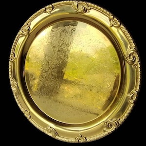 Gold Floral Motif Serving Tray - Gold Vanity Tray - Tea Tray - Altar Tray - Jewelry Tray - Replacements - Hollywood Regency - Wedding