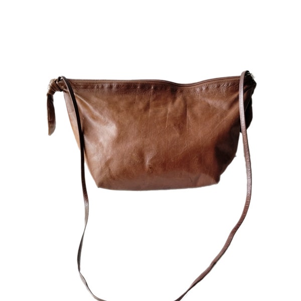 Vintage Bally Brown Soft Glove Leather - Crossbody Shoulder Bag  - #Sustainable Fashion - Made in Italy