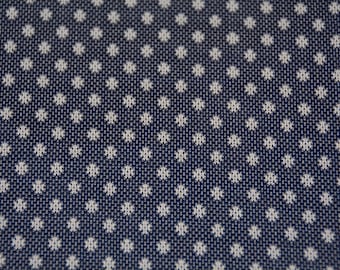 70s Double Knit Fabric Vintage Retro Yardage -  Polyester Navy and White Polka Dots 1.5 yds
