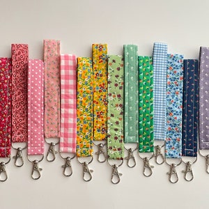 Handmade Wristlet Lanyard Keychain made with Vintage Fabrics