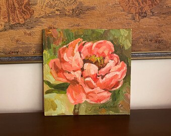 Hand Painted Unframed Rose Painting Square Artwork