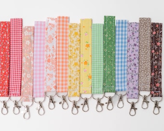 Wristlet Keychain Lanyard Handmade made with Vintage Fabrics