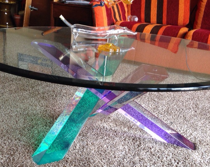 Lucite Coffee Table by Israli Artist Shlomi Haziza Hollywood Regency