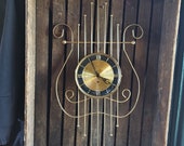 Welby 8 Day Wind-Up Wall Clock Made in Germany - 24 quot Brass Finish Vintage Clock w Key - Not Working