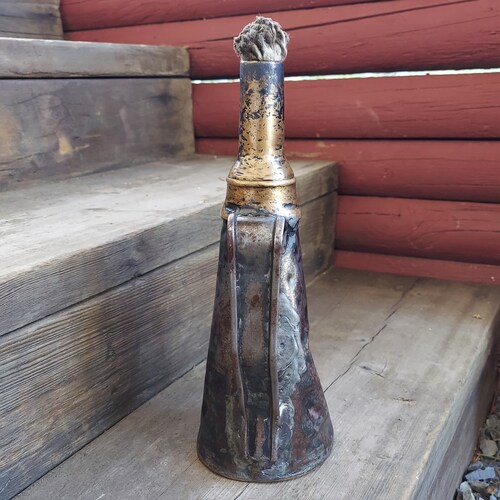 Antique shops Brass & Steel Kerosene Rail Road Torch - Early Railway Safety Lamp