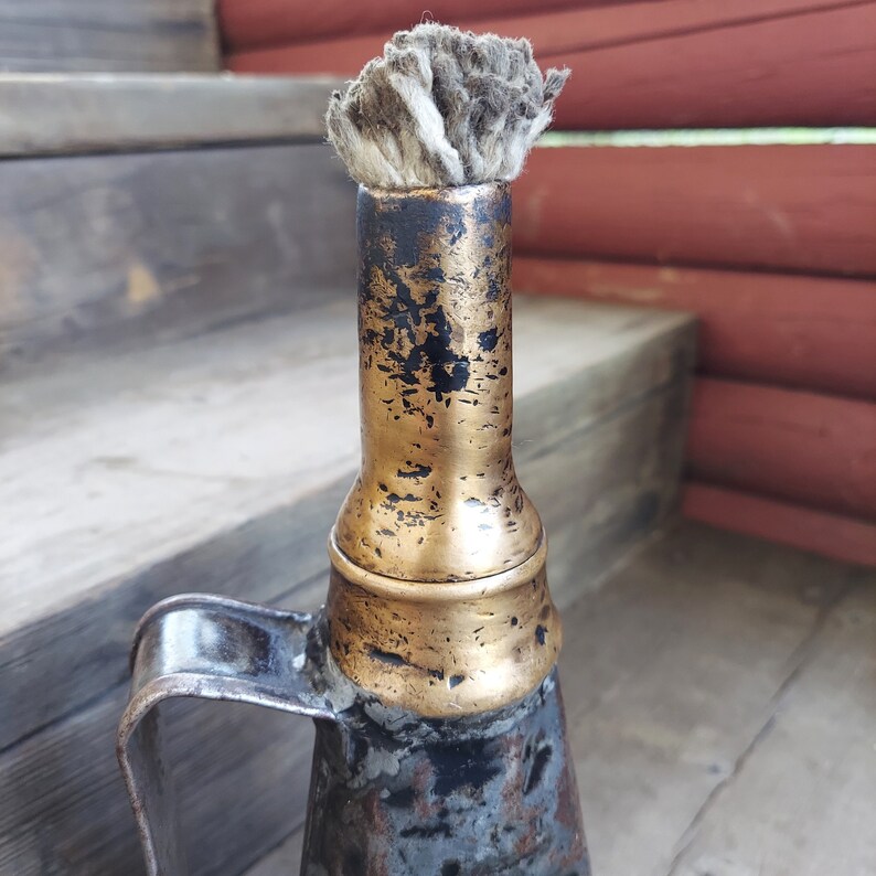 Antique shops Brass & Steel Kerosene Rail Road Torch - Early Railway Safety Lamp