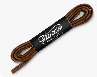 Brown shoelaces, Dress shoe laces, Boot Laces, Round waxed cotton shoelaces, Groomsmen gift, Valentines Gift - 29.5"/31.5"/53" Length