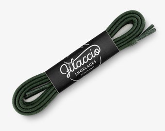 Dark green shoelaces, Dress shoe laces, Boot Laces, Round waxed cotton shoelaces, Groomsmen gift, Valentines Gift - 29.5"/31.5"/53" Length