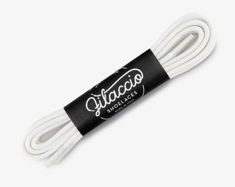 White shoelaces, Dress shoe laces, Boot Laces, Round waxed cotton shoelaces, Groomsmen gift, Valentines Gift - 29.5"/31.5"/53" Length