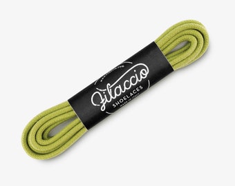 Light green shoelaces, Dress shoe laces, Boot Laces, Round waxed cotton shoelaces, Groomsmen gift, Valentines Gift - 29.5"/31.5"/53" Length