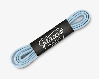 Light blue shoelaces, Dress shoe laces, Boot Laces, Round waxed cotton shoelaces, Groomsmen gift, Valentines Gift - 29.5"/31.5"/53" Length