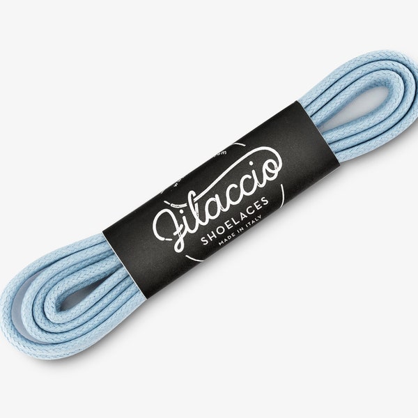 Light blue shoelaces, Dress shoe laces, Boot Laces, Round waxed cotton shoelaces, Groomsmen gift, Valentines Gift - 29.5"/31.5"/53" Length