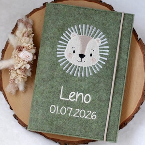 U-Hefthülle Filz Löwe ,beige,U-Hefthülle ,U-Heft Hülle, Geschenk Geburt,Wollfilz, Untersuchungsheft personalisiert ,Impfausweis