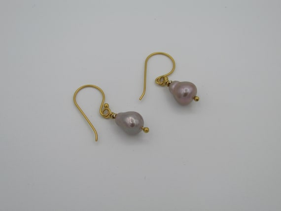 Petite Baroque Freshwater Pearl Earrings 24K Vermeil