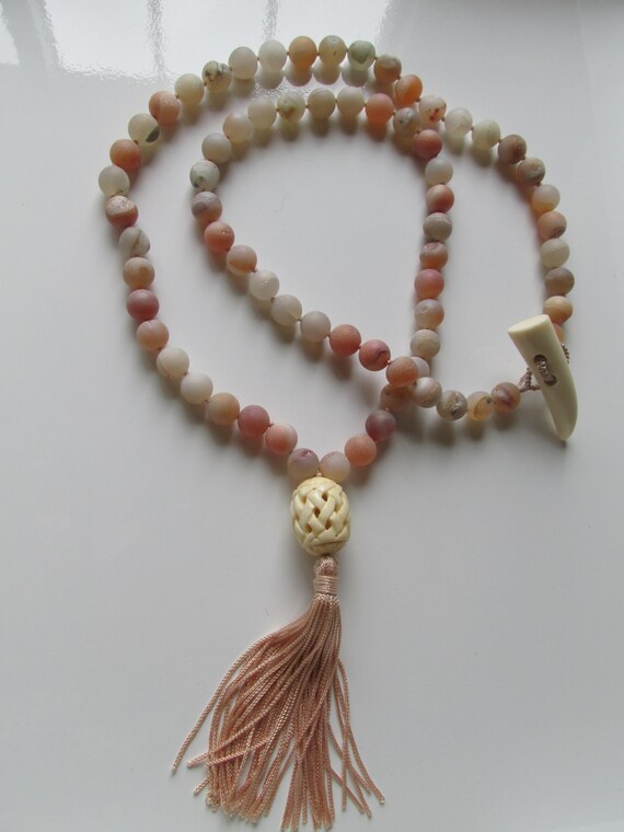 Agate Druzy Tassel Toggle Necklace