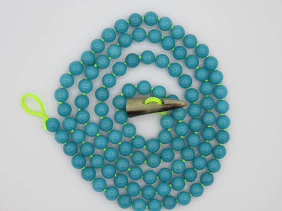 Hand Knotted Turquoise (Reconstituted) Horn Toggle Necklace