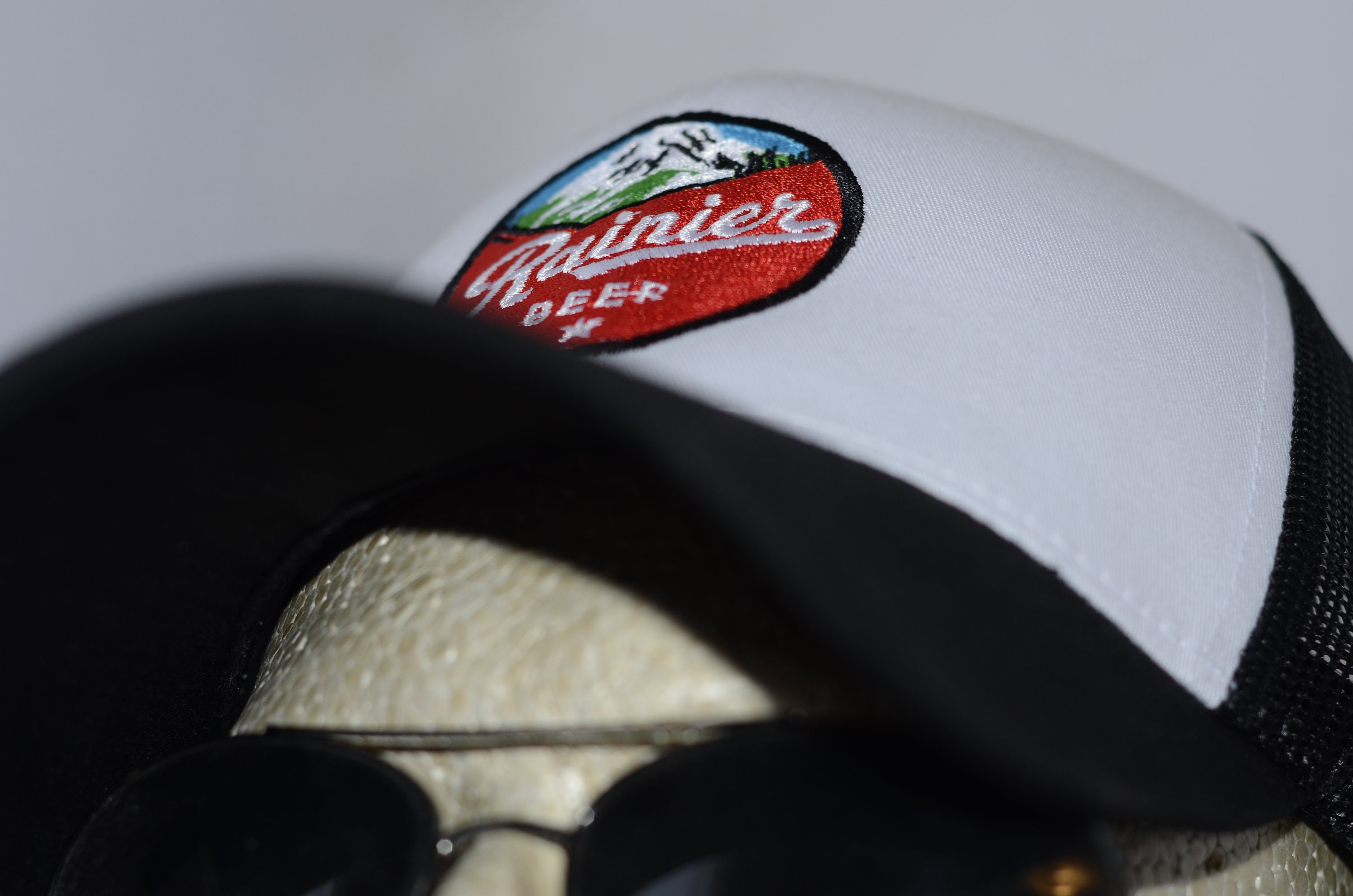 Rainier Beer Hat Black White Trucker Mesh Snapback Coneheads Etsy