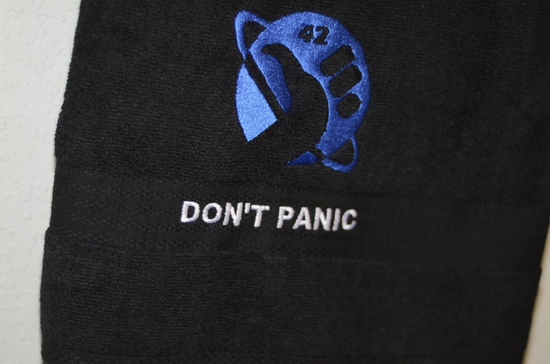 Hitchikers Guide to the Galaxy Towel Don't Panic 42 Etsy