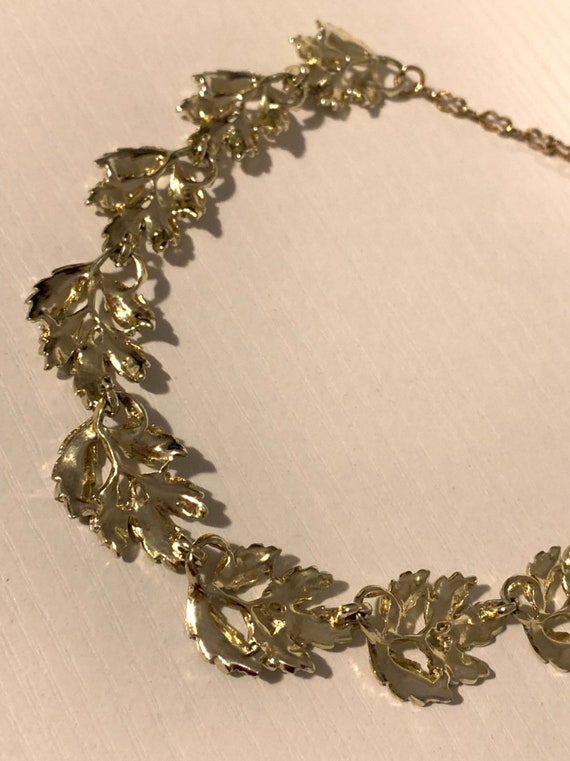 Vintage Gold Leaf necklace bracelet 2 in 1  timel… - image 7