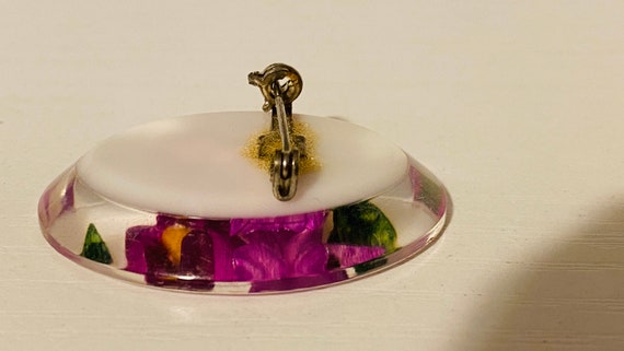Flower Brooch Vintage Handmade Pin  shiny pastel … - image 9