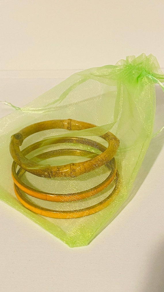 Orange Bracelets VINTAGE SET OF 3 Retro fashion a… - image 7