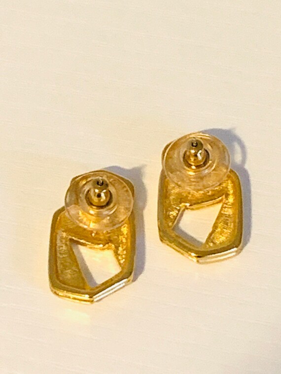 Vintage Monet Earrings White gold post Earrings v… - image 2