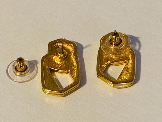Vintage Monet Earrings White gold post Earrings v… - image 5