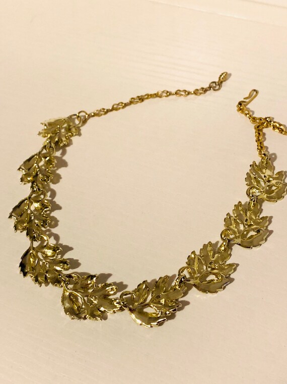 Vintage Gold Leaf necklace bracelet 2 in 1  timel… - image 4