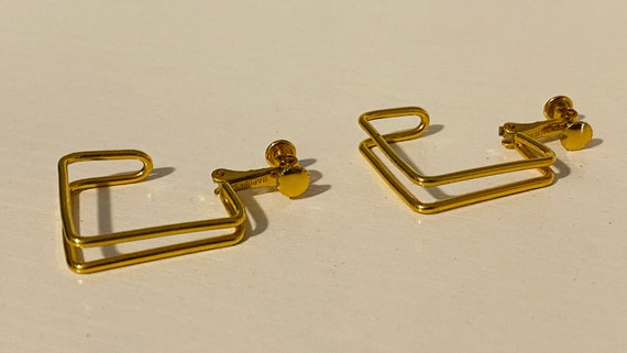 NAPIER Earrings VINTAGE Gold screw back Designer … - image 7