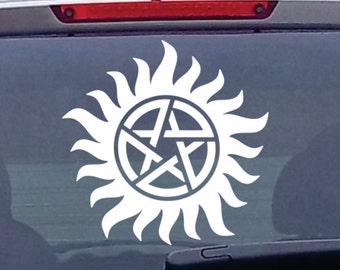 Pentacle Pentagram Supernatural Anti-Possession Triskel Trinity 5.7, 8.6, and 11.5 inch Die Cut Vinyl Decal Sticker