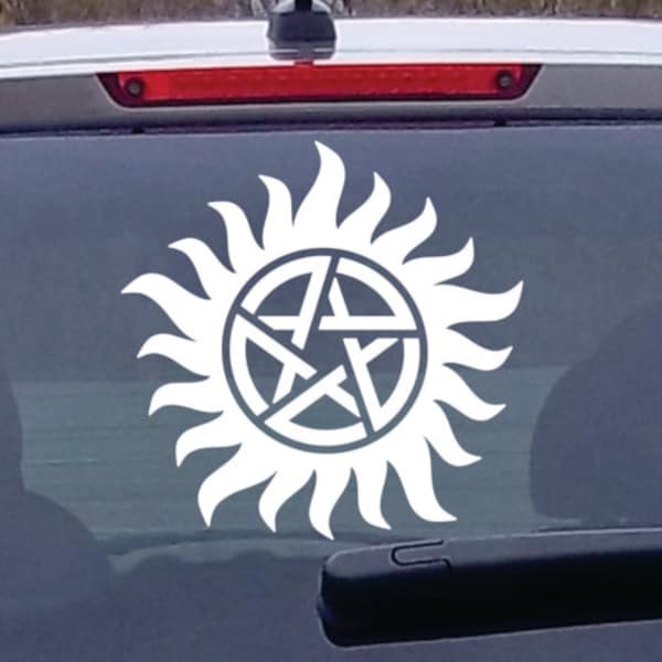 Pentagram pentagram anti-bezit vinyl sticker: Witchy Car Sticker