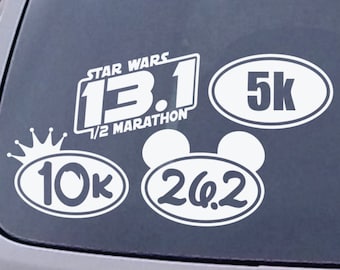 5.7" Marathon 5k, 10k, 13.1, 26.2 Oval Die Cut Vinyl Decal Sticker