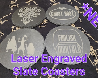 Laser Engraved Slate Coaster Sets