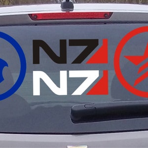 Mass Effect N7, Renegade, Paragon Die Cut Vinyl Decal Sticker 4pk N7 2.8"