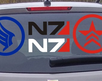 Mass Effect N7, Renegade, Paragon Die Cut Vinyl Decal Sticker