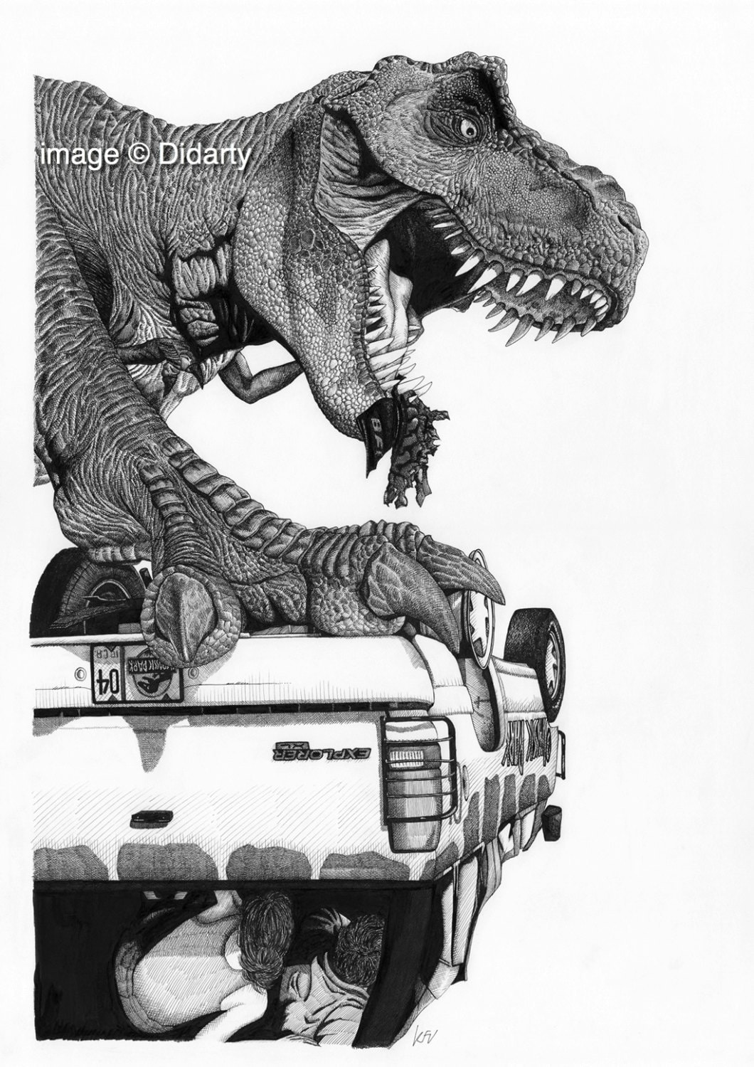 Jurassic Park pluma y tinta de impresión de dibujo -  España