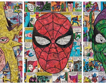 SET OF 3 Spiderman Comic Collage A3 Prints