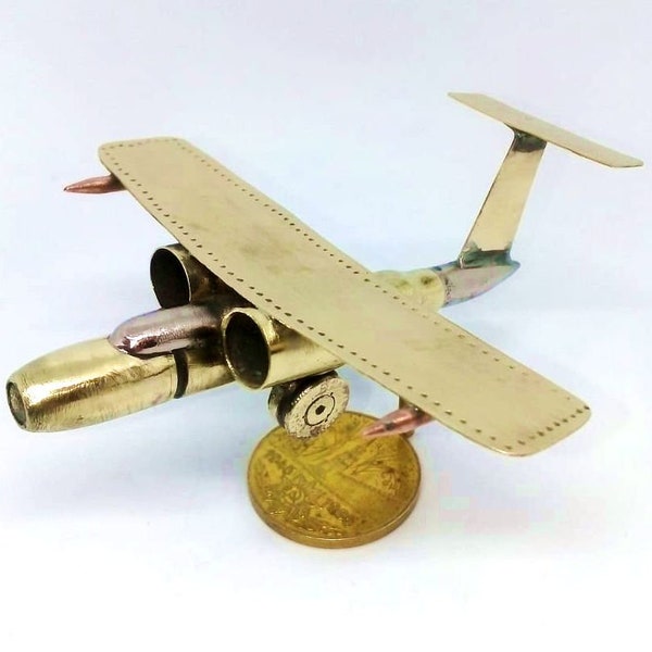 Trench Art Saab 105 Swedish High-Wing Twinjet Aircraft WW2 Shells Cartridges Toy