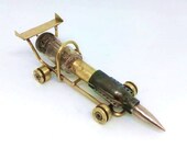 Trench Art Racing Car Formula 1 Model Made from WW2 Shells, Cartridges, Bullets, Old Radio Lamp. Toy - Bolide