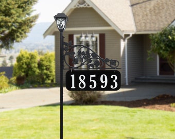 Address America Rose Reflective Double Sided Address Sign With Solar Light