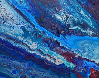 Abstract Acrylic  Pour Painting - Art 20" x 20" Gallery Wrap Stretched Canvas