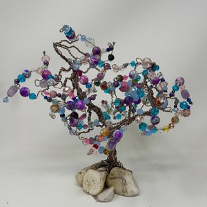 Stunning Handmade Wire Wrap Multi Color Tree Mounted on Creek Polished ...