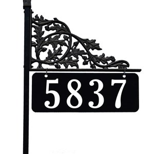 Address America - Super Reflective Double Sided 60&quot; Post Oak Style Address Sign Customized - 4&quot; Brilliantly Reflective Numbers On Both Sides