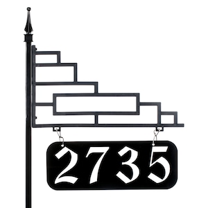 Address America - Excalibur Gothic Super Reflective Address Sign Double Sided Large Gothic Numbers on 47&quot; Post