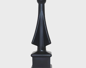 Fence Finials Four-Sided Spire Polypropylene Decorative Fence Toppers - Black